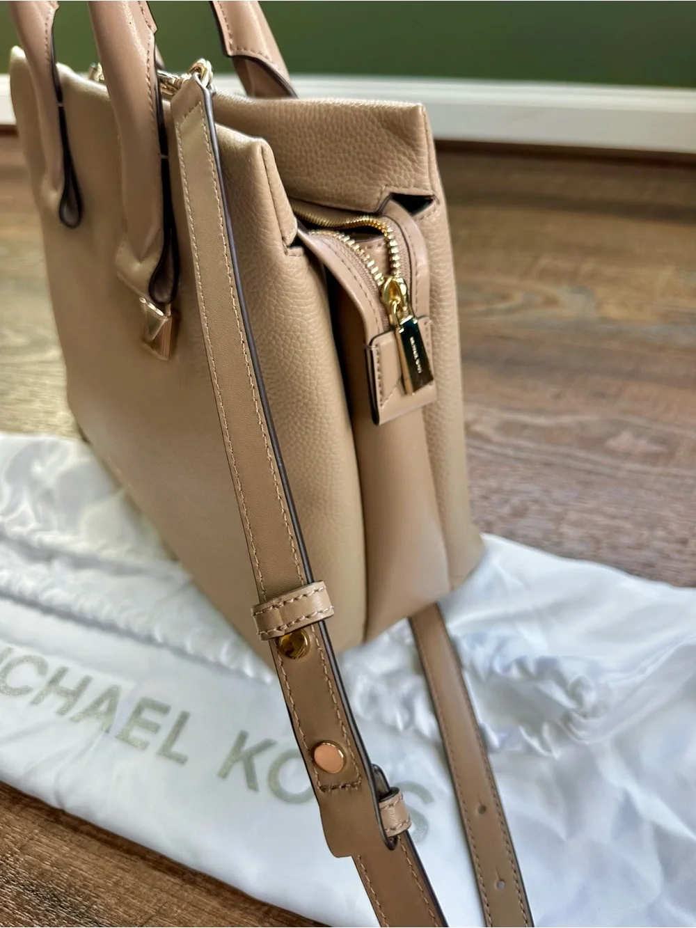 NEW Michael Kors Rollins satchel in taupe. Retails for $368